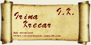 Irina Krečar vizit kartica